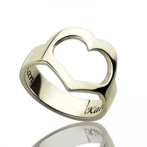 Anello cuore promessa con nome personalizzato per coppia in argento