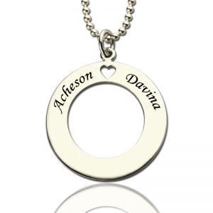 Personalized Circle of Love Name Necklace Silver for Couples
