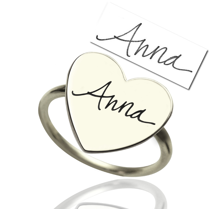 Personalized Handwriting Signature Ring Sterling Silver