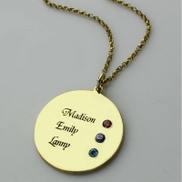 Custom Disc Necklace Engraved 3 Names For Mom