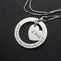 Mom I Love You to the Moon and Back Heart Name Necklace