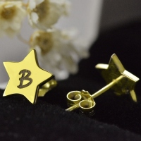 Star Stud Initial Earrings In Gold