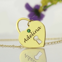 I Love You Heart Lock Keepsake Necklace With Name 18k Gold Plated