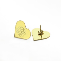 Heart Monogram Stud Earrings In Gold