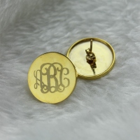 Engraved Monogram Stud Earrings In Gold
