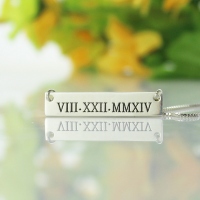 Anniversary Date Gift Bar Necklace with Roman Numerals