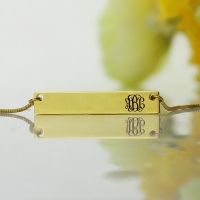 Personalized Gold Bar Monogram Initial Necklace