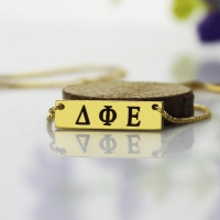 Personalized Greek Letter Sorority Bar Necklace 18K Gold Plated