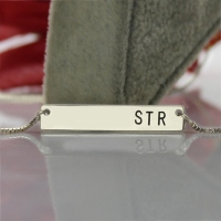 Fashionable Sterling Silver 3 Initials Bar Necklace