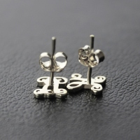 Personalized Single Initial Monogram Stud Earrings Sterling Silver