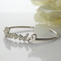 Sterling Silver Amazing Personalized Carrie Style 3D Name Bangle
