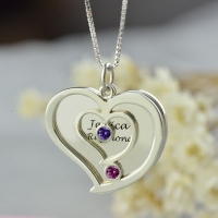 Personalized Couple's Birthstone Heart Name Necklace