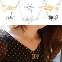Meaningful Gold Plated Silver Your Own Signature Custom Necklace