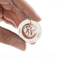 Grandmother's Heart Family Tree Necklace Sterling Silver