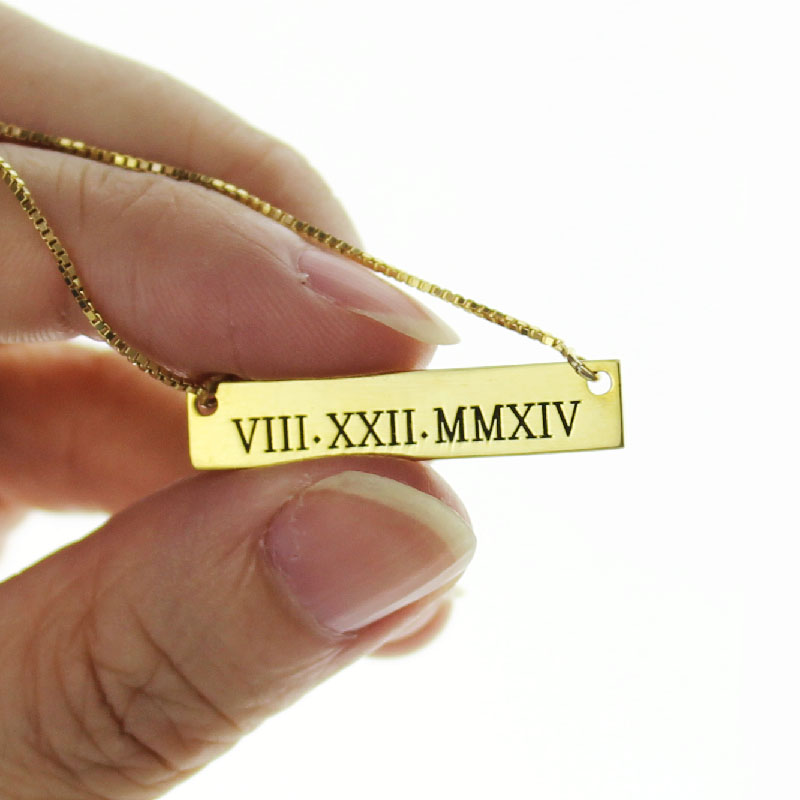 personalized bar necklace roman numerals