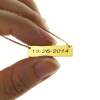 Engraved Date Bar Necklace 18K Gold Plated