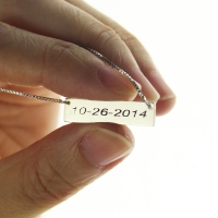 Stylish Sterling Silver Personalized Date Bar Necklace
