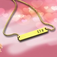 Personalized Initial Bar Necklace 18K Gold Plated
