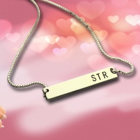 Sterling Silver Women's Initial Bar Necklace
