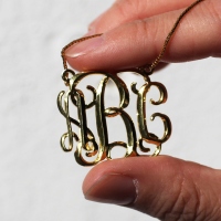 Custom Cube Monogram Initials Necklace 18K Gold Plated