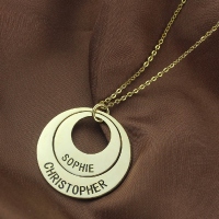 Engraved Kids' Names Ring Gold Necklace for Mother