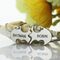 Personalized Best Couples Batman Name Necklace Sterling Silver