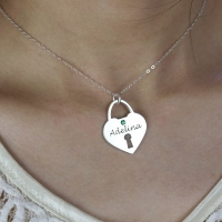 Personalized Heart Keepsake Pendant with Name Sterling Silver