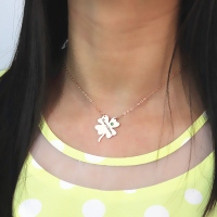 Glücksklee Halskette mit Geburtsstein in Rosegold