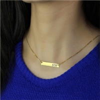 Personalized Initial Bar Necklace 18K Gold Plated