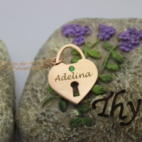 Heart Lock Keepsake Charm With Personalized Name Rose Gold