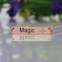 Nice-looking Engraved Bar Name Necklace with Icon Rose Gold