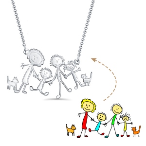 Personalized Engraved Children Art Drawing Necklace Doodle Necklace