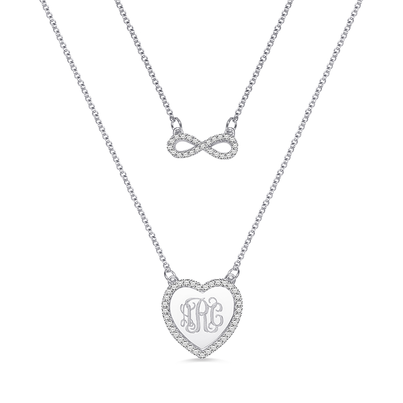 Custom Monogram Infinity Double-Layered Necklace Sterling silver
