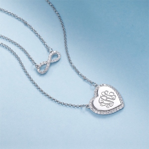 Glittering Custom Monogram Infinity Double-Layered Necklace Sterling silver