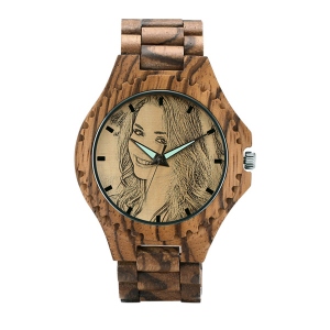 Personalized Photo Engraved Unique Zebra Wood Watch