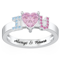 Customized "I ❤ U" Gemstones Promise Ring