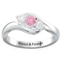 Personalized 3-Stone Swirl Promise Ring