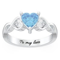 Engraved Heart Stone Infinity Promise Ring