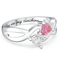Two Heart Shaped Gemstones Infinity Ring