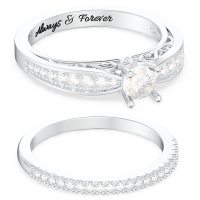 Vintage Gemstone Engagement Wedding Ring Set