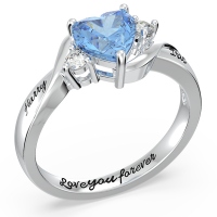 Engraved Heart Stone Promise Name Ring