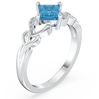 Princess-Cut Gemstone Ring with Accents