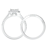 Halo Princess Cut Wedding Ring Set